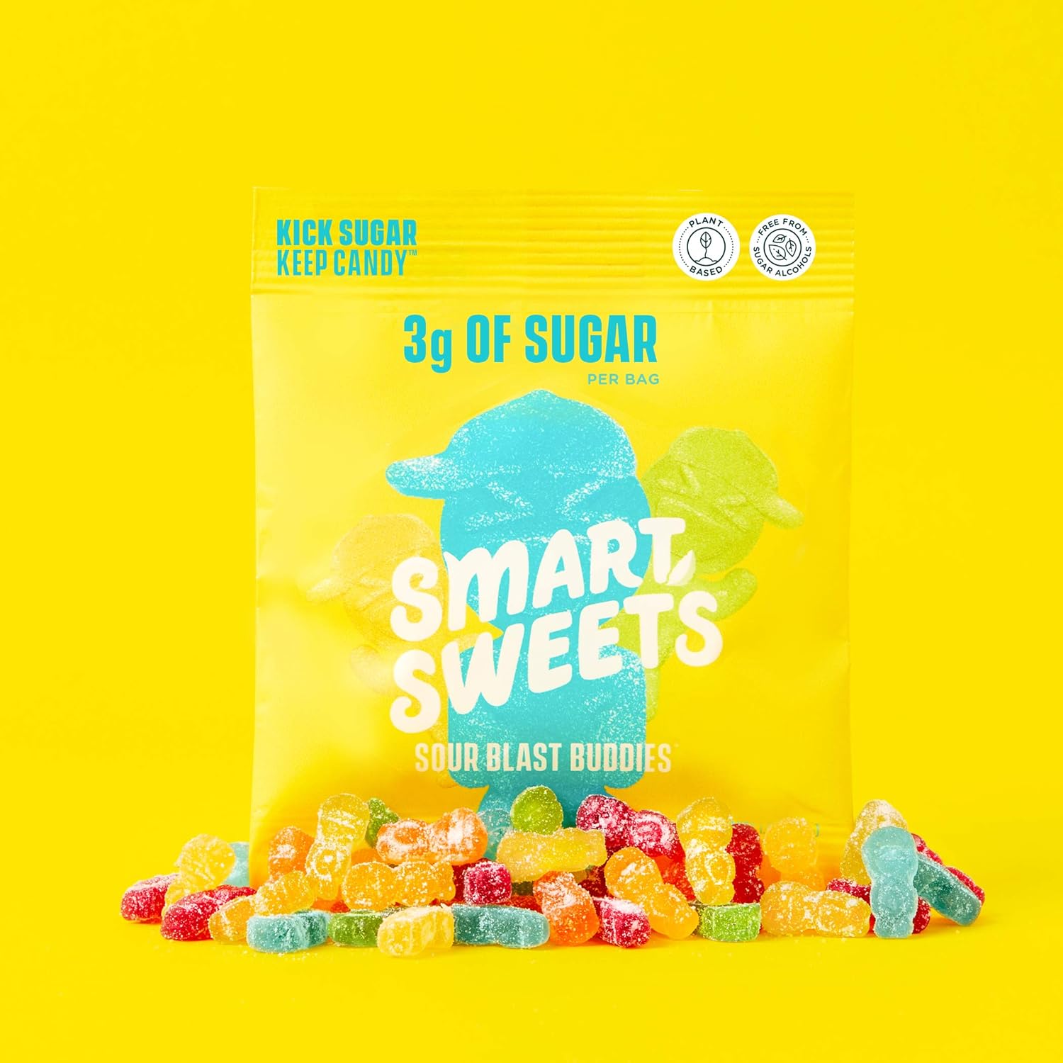 SmartSweets Sour Blast Buddies, Candy with Low Sugar (3g), Low Calorie, Plant-Based, Free From Sugar Alcohols, No Artificial Colors or Sweeteners, 1.8 oz. (Pack of 12) : Grocery & Gourmet Food