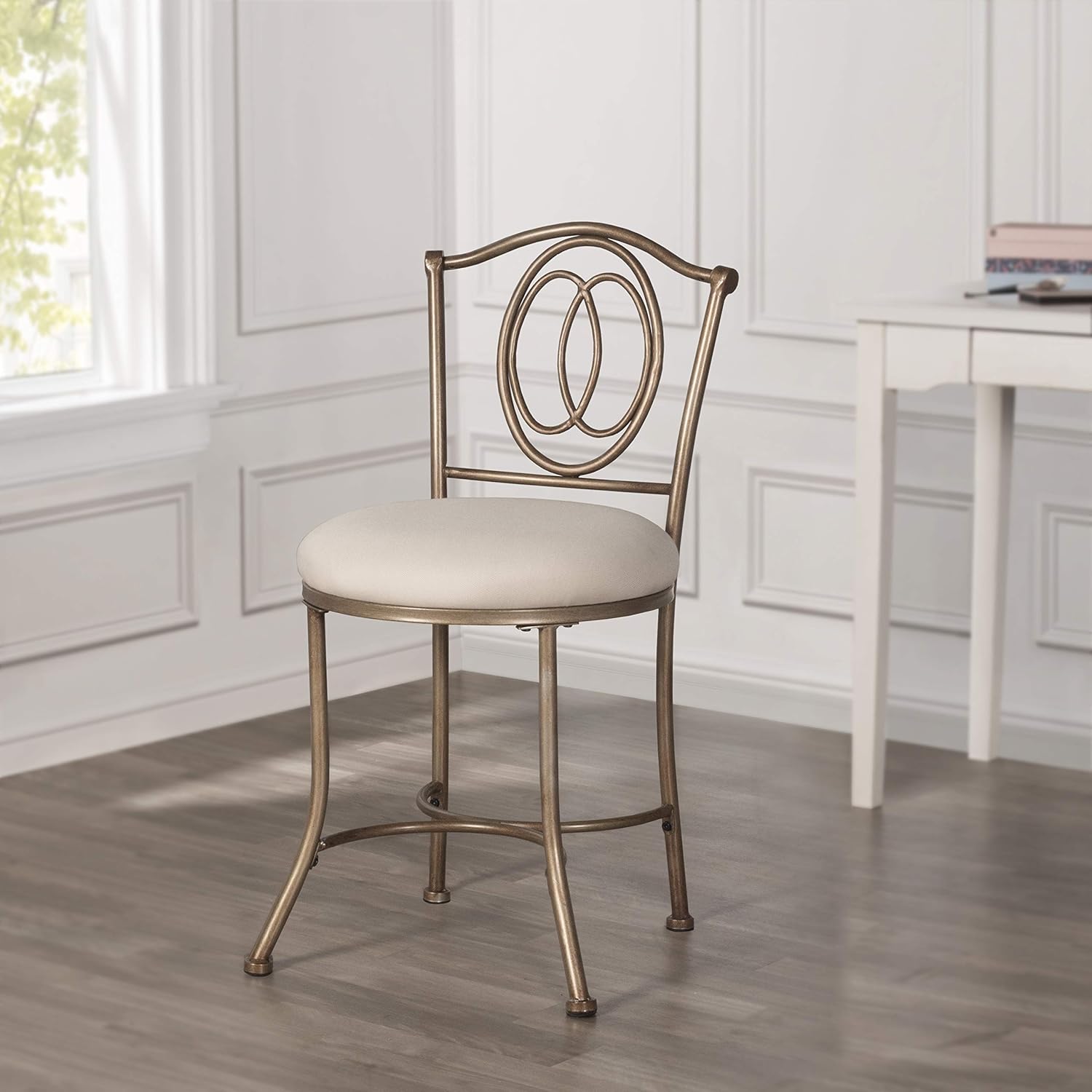 Hillsdale Emerson Metal Vanity Stool, Golden Bronze: Furniture & Decor