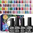 JEWHITENY 45 PCS Gel Nail Kit with 42 Colors Nail Polish Set Green Blue Red Pink Collection Gifts for Women