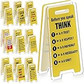 AceOrbit 18 Pcs Funny Desk Signs with Sticky Note Holder, Mini Acrylic Yellow Caution Desk Signs, Funny Office Decor Gifts for Coworkers, Employees and Boss, White Elephant Christmas Birthday