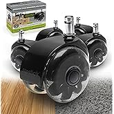 Monster 3” Dual Rollerblade Office Chair Wheels (Set of 5) Slipstick Premium Rubber Caster Wheels for Chairs, Smooth & Safe R