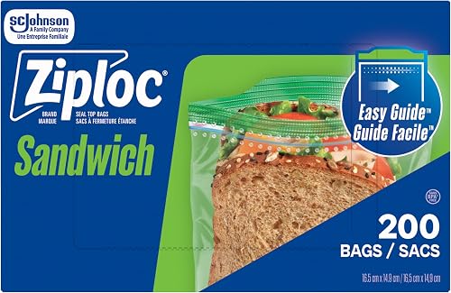 Ziploc Sandwich Bags for On-the-Go Freshness, Grip 'n Seal Technology for Easier Grip, Open and Close, 180 Count