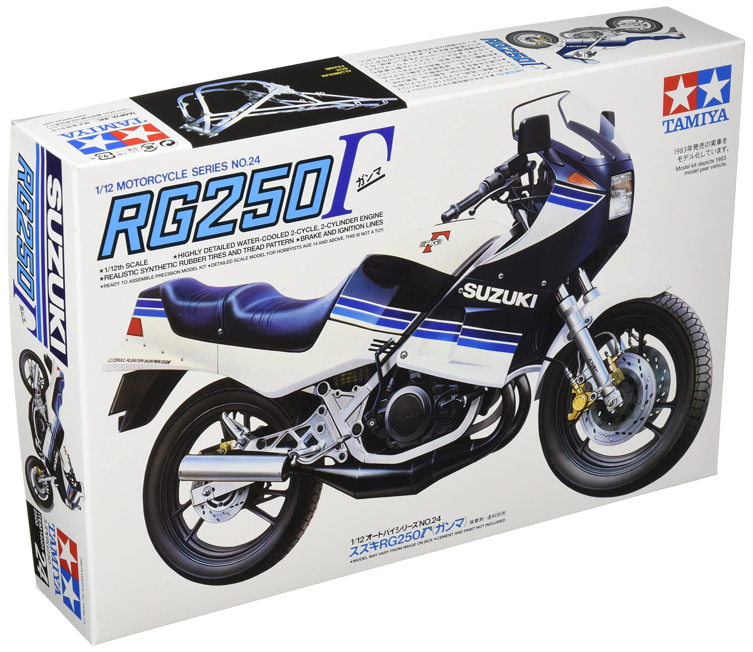 TAMIYA 14024-000 300014024 Vehicle 14024 1:12 Suzuki RG250 R Gamma Faithful Replica, Model Building, Plastic Kit, Crafts, Hobby, Model Kit, Assembly, Unpainted
