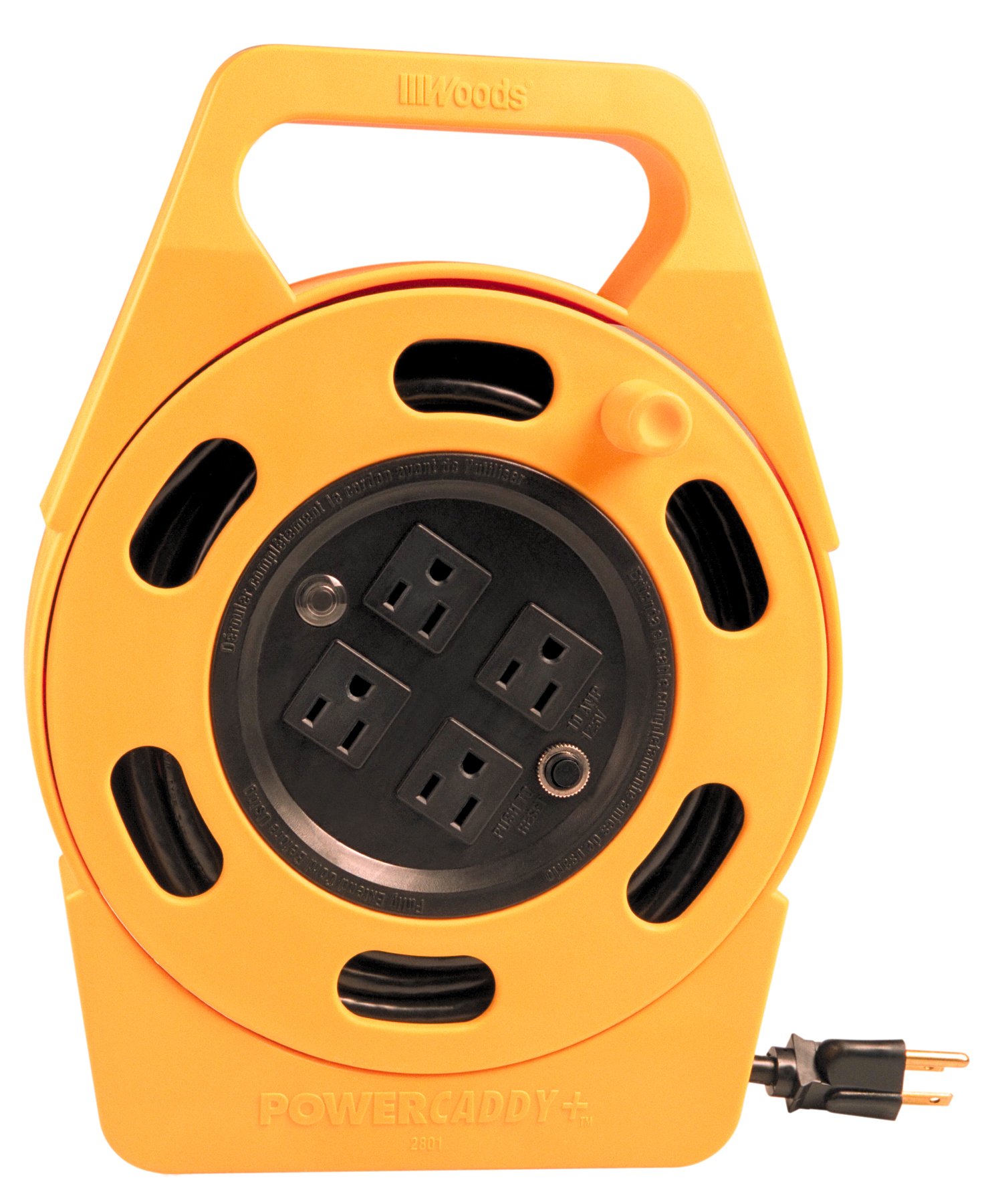Woods 2801 Extension Reel With Four 3Prong Power Outlets, Heavy Duty