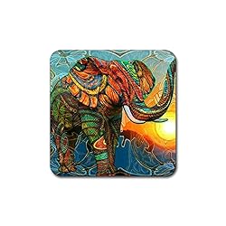Elephant Pattern Square Coaster Set - Made of