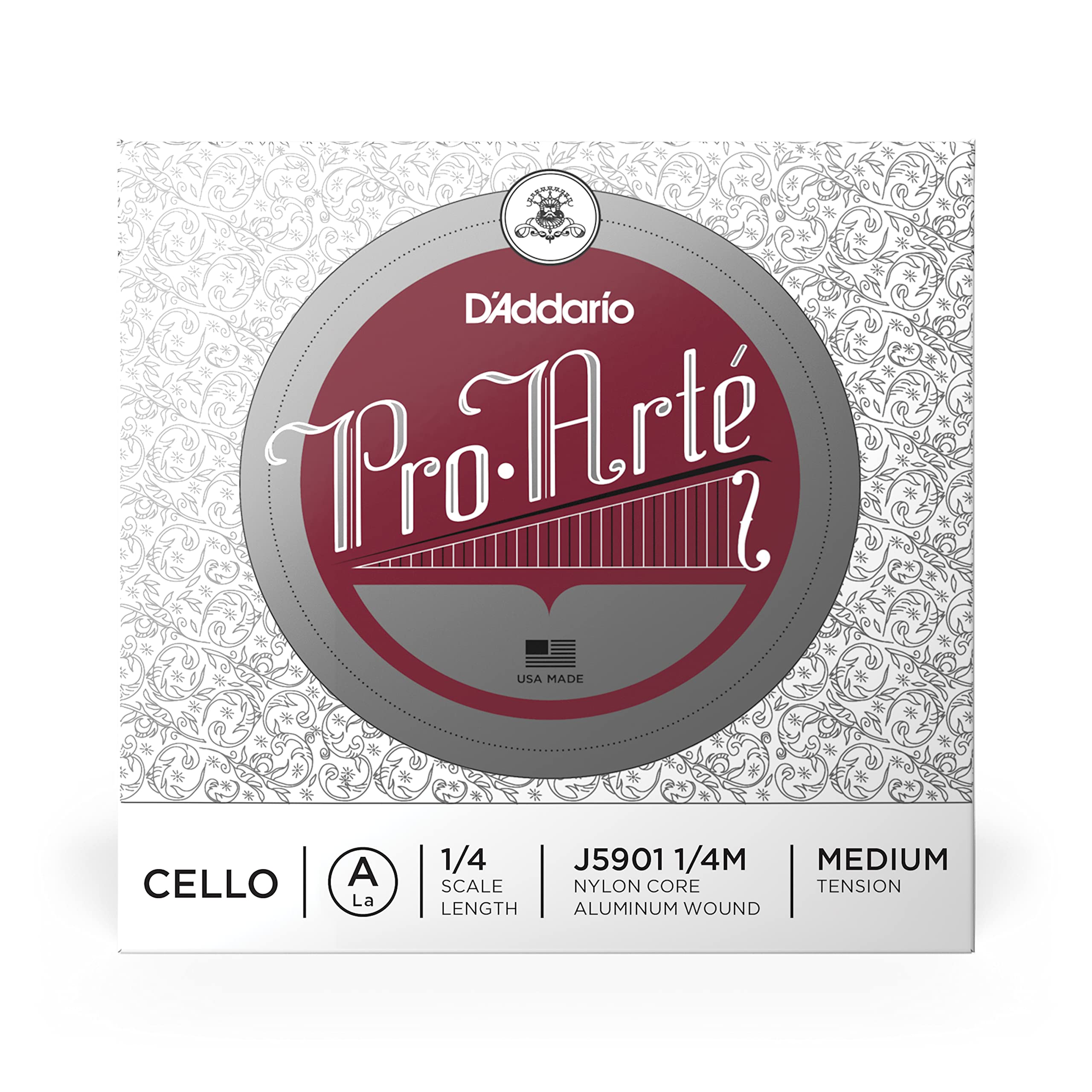 D'Addario Pro-Arte Cello Single A String, 1/4 Scale, Medium Tension