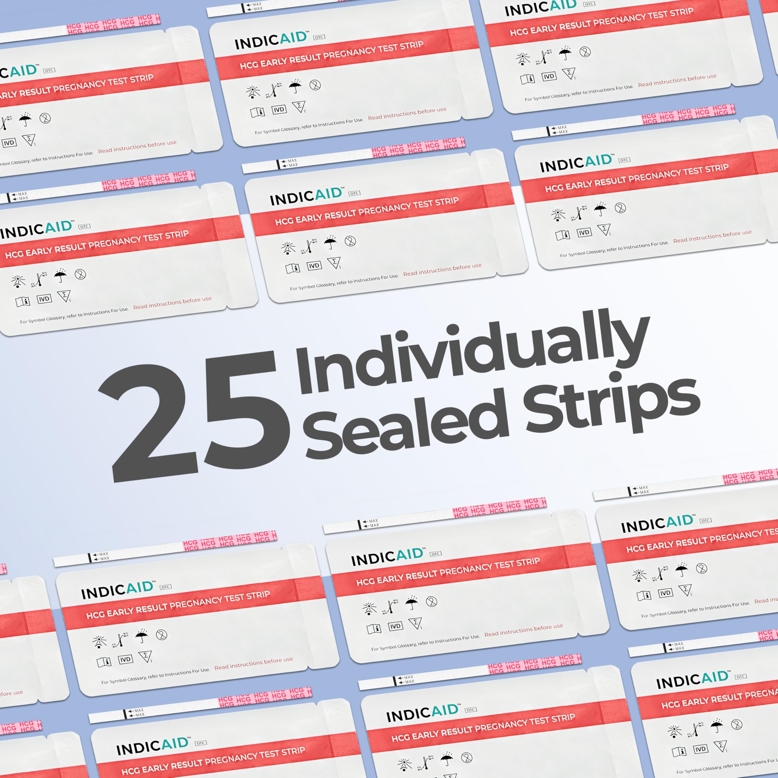 INDICAID Early Detection Pregnancy Test Strips - 25 Tests - hCG Test Early Result 6 Days Before Missed Period - High-Sensitivity Easy at-Home Pregnancy Tests - Rapid Results in 3 Minutes