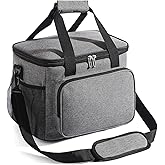 Funroute Insulated Lunch Bag for Men & Women, 24-Can Leakproof Large Adult Lunch Box Cooler with Shoulder Strap, Upgraded Thermal Lunchbox for Travel, Beach, Work, Camping & Picnic, Gray