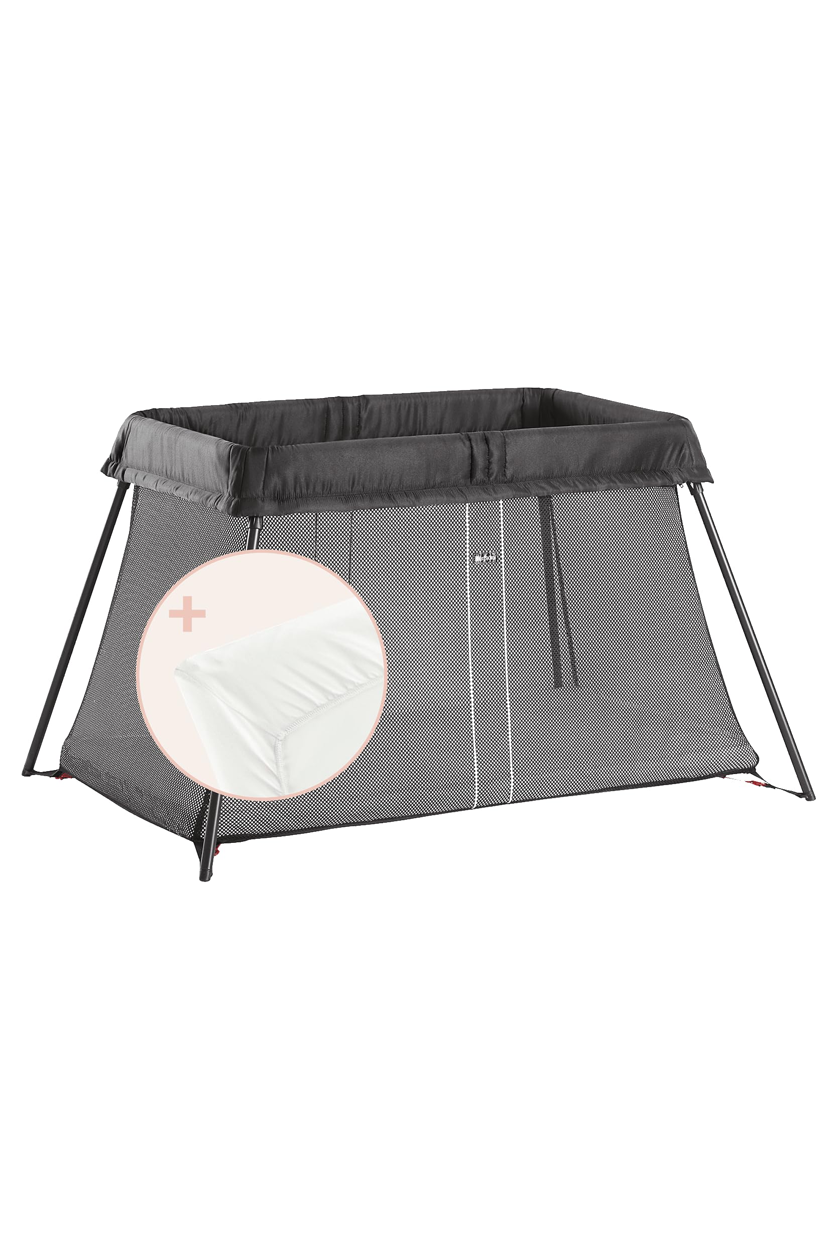 BabyBjörn Travel Cot Light + Fitted sheet, Black
