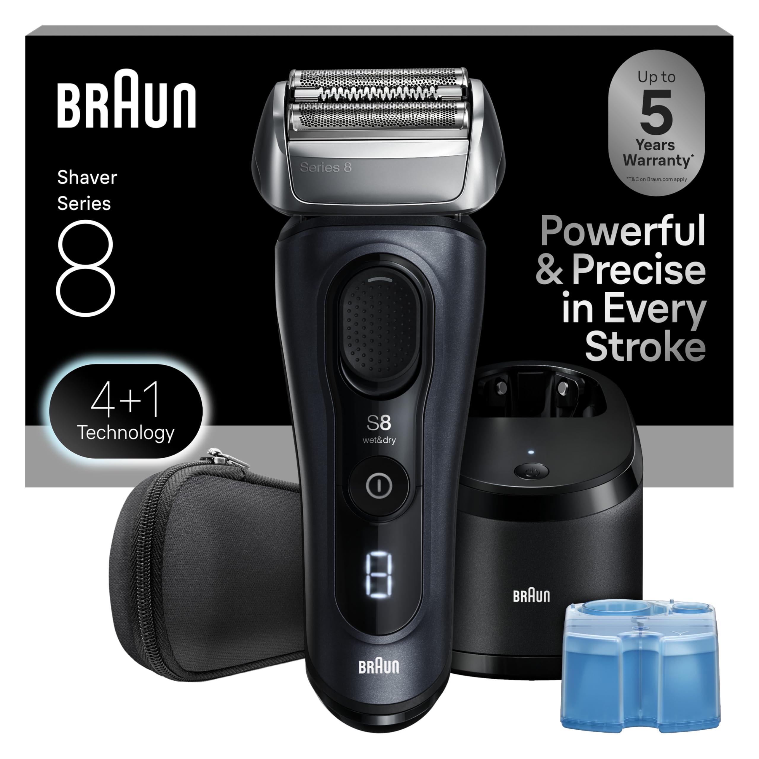 Photo 1 of Braun Series 8 8560cc Electric Razor for Men, 4+1 Shaving Elements & Precision Long Hair Trimmer, 5in1 SmartCare Center, Close & Gentle Even on Dense Beards, Wet & Dry Electric Razor, 60min Runtime
