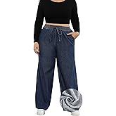 Love Welove Fashion Jeans for Women Wide Leg High Waisted Elastic Waist Pull On Plus Size 3XL Comfort Denim