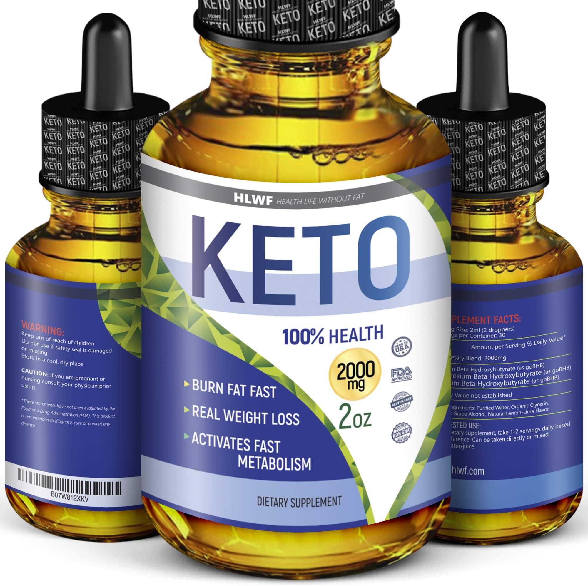 Keto Drops Weight Loss - Best Diet Drops for Fat Loss - Keto Diet Drops - Effective Appetite Suppressant & Metabolism Booster - Made in USA - Exogenous Keto BHB Supplement for Women and Men 2oz