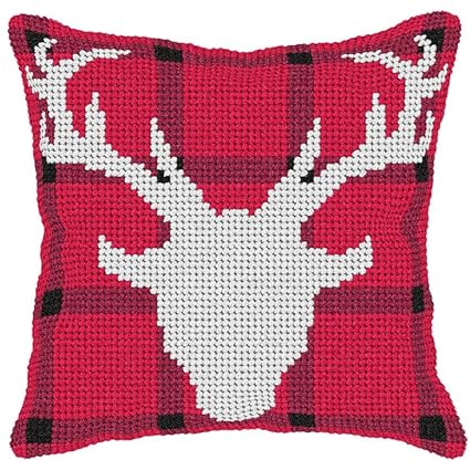 Buy Orchidea Deer Head Silhouette Pillow Cover Needlepoint Kit