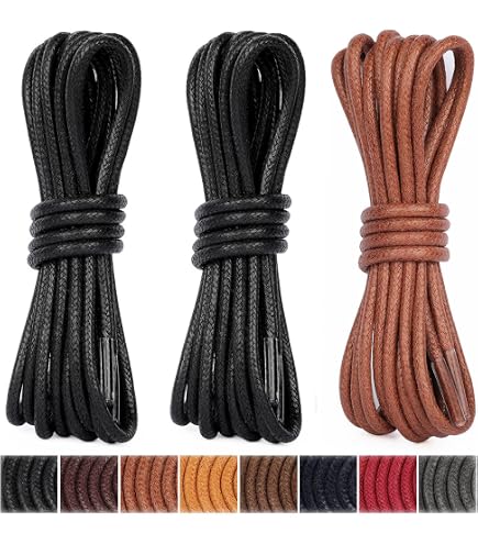Round Style Dress Shoe Laces (2 Pair) (36, BROWN) : Clothing, Shoes & Jewelry