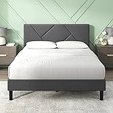 ZINUS Judy Upholstered Platform Bed Frame, Mattress Foundation, Wood Slat Support, No Box Spring Needed, Eco Friendly WonderBox (TM), Easy Assembly, Dark Grey, Queen