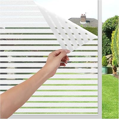 LEMON CLOUD Privacy Window Film Self-Adhesive Stripe Pattern 90x200CM