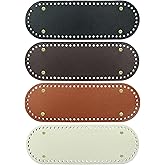 Waziaqoc 4 Pcs PU Leather Bag Bottom Shaper, 12 x 4"Crochet Bag Bottom Shaper Pad with Holes for Handbag Shoulder Bag DIY Accessories