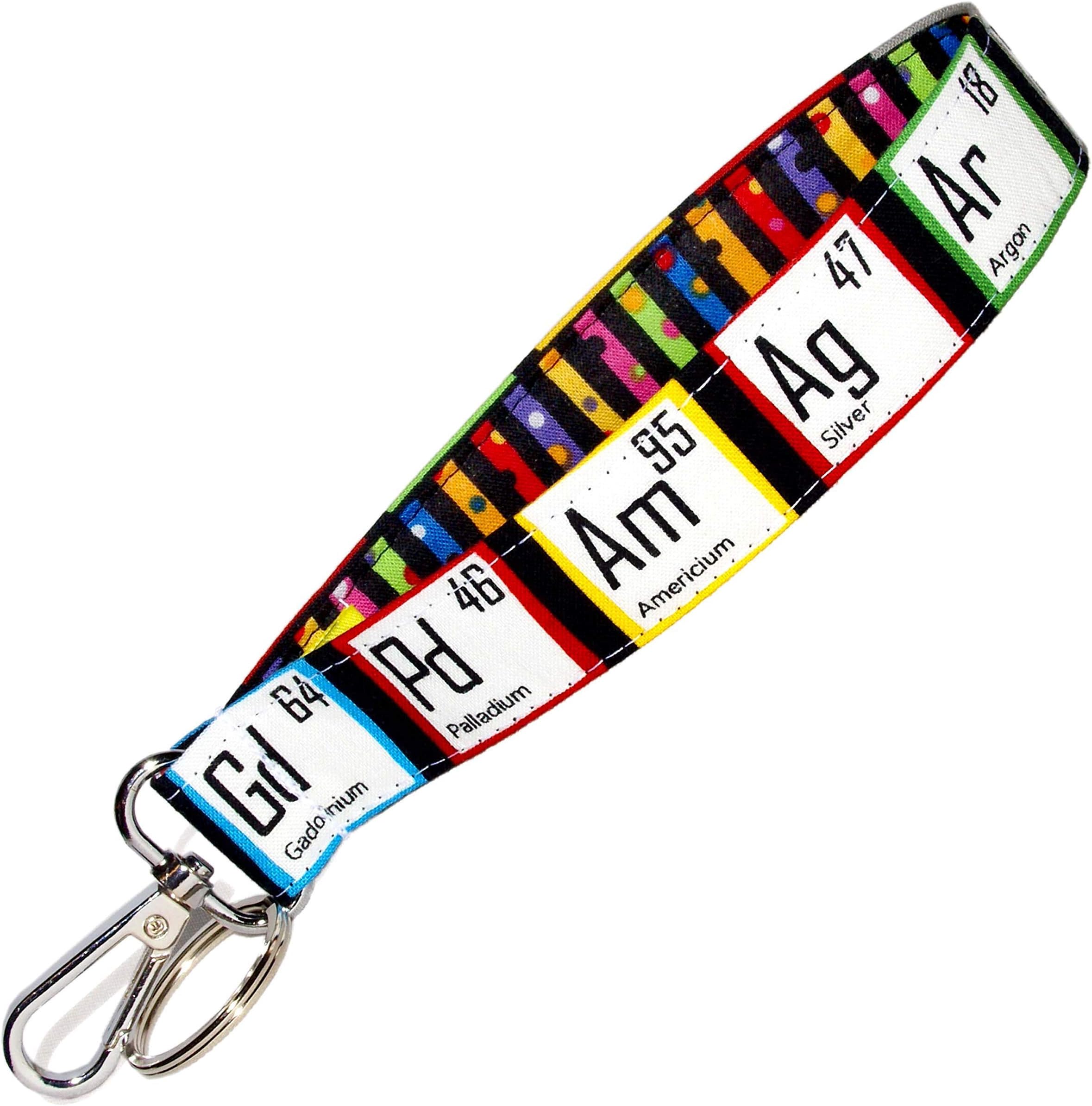 Periodic Table Keychain - Key Fob Strap - Chemistry - Science Gift - Geek - Nerd - 1 x 6 Inch Loop - Colorful Wallet or Purse Strap - Handmade by Green Acorn Kitchen