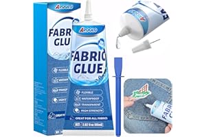 Fabric Glue, 80ml Permanent Clear Washable Glue for All Fabrics & Patches, Waterproof, Heavy Duty Fabric Adhesive for Denim, 