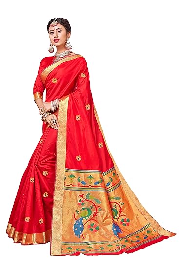 Women's Art Silk Zari Border Paithani Saree