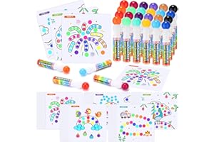 Crtiin 105 Pack Dot Markers Set for Toddlers 60 Bingo Daubers in 12 Colors with 45 Pattern Activity Papers 0.5 oz Washable Coloring Markers for Kids Art and Crafts Drawing Painting Supplies