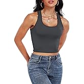 NEIOROT Workout Tank Tops for Women Racerback Scoop Neck Ribbed Crop Tops Summer Fashion Basic Cami Shirts