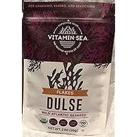 VITAMINSEA Organic Raw Dulse Flakes - 2 OZ - Atlantic Seaweed Vegan Certified (DF2)