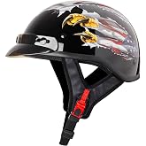 CARTMAN Half Helmet Medium, DOT Approved Eagle Graphics for Adult | Half helmet, crisp graphics. Adult/Teen. DOT ABS, vented, weatherproof, adjustable. Goggles/gloves. Street, dirt, snow.