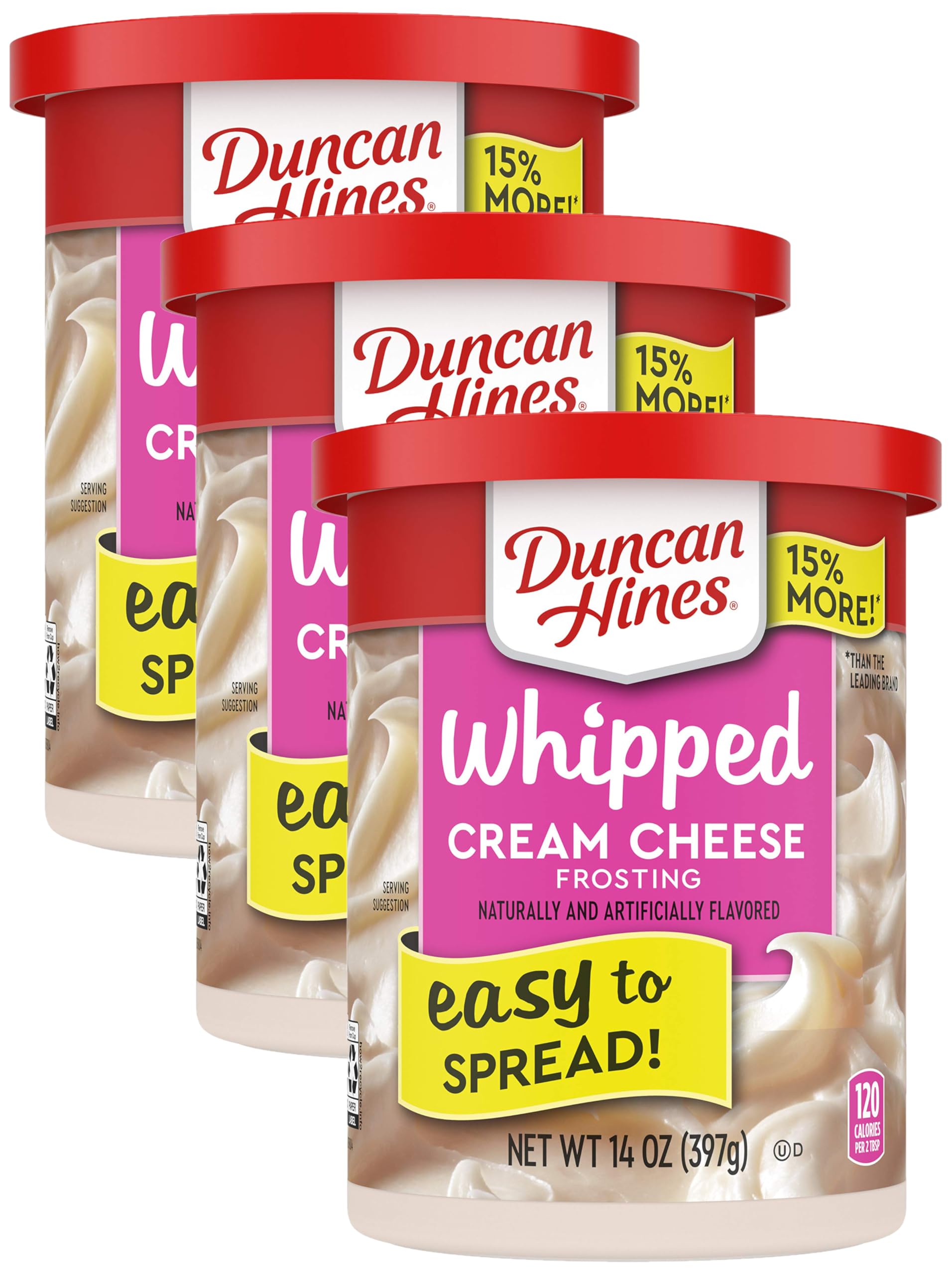 Duncan Hines Whipped Cream Cheese Frosting, 8-14 OZ Cans (Pack of 3) Image