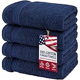 American Veteran Towel, Hand Towels for Bathroom Set of 4, 100% Cotton Turkish Hand Towel Sets, Soft Hand Face Towels, Navy Blue Hand Towels
