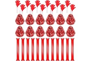 Sosation 36 Pcs Team Spirit Accessories, Cheerleading Pom Poms Hand Clappers Party Favors and Thunder Sticks Noise Makers for Sporting Events Football Baseball Cheering Essentials