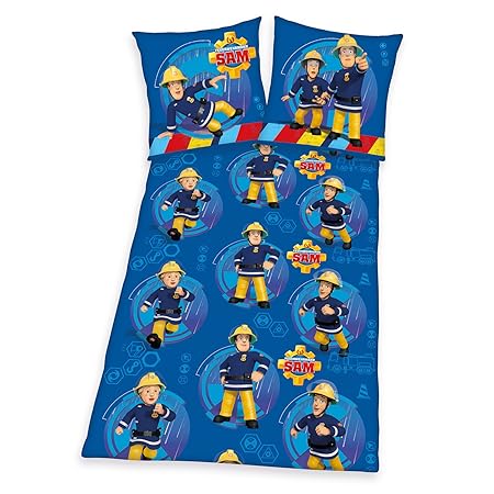 Unbekannt Microfaser-Bettwäsche Feuerwehrmann Sam - mit Reißverschluss - 135x200 cm