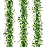 Artificial Eucalyptus Garland - Fake Greenery Leaves Vine Garlands Faux Hanging Plants for Home Mantle Table Wedding Backdrop Arch Wall Decoration, 3 Packs
