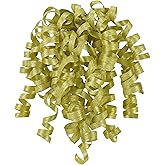 MEEDEE 5 Inch Gold Self-Adhesive Linear Glitter Curly Gift Bows – Perfect for Christmas, Holiday, and All-Occasion Decorations on Gift Wrapping Paper, Gift Bags, and Boxes (12 Count)