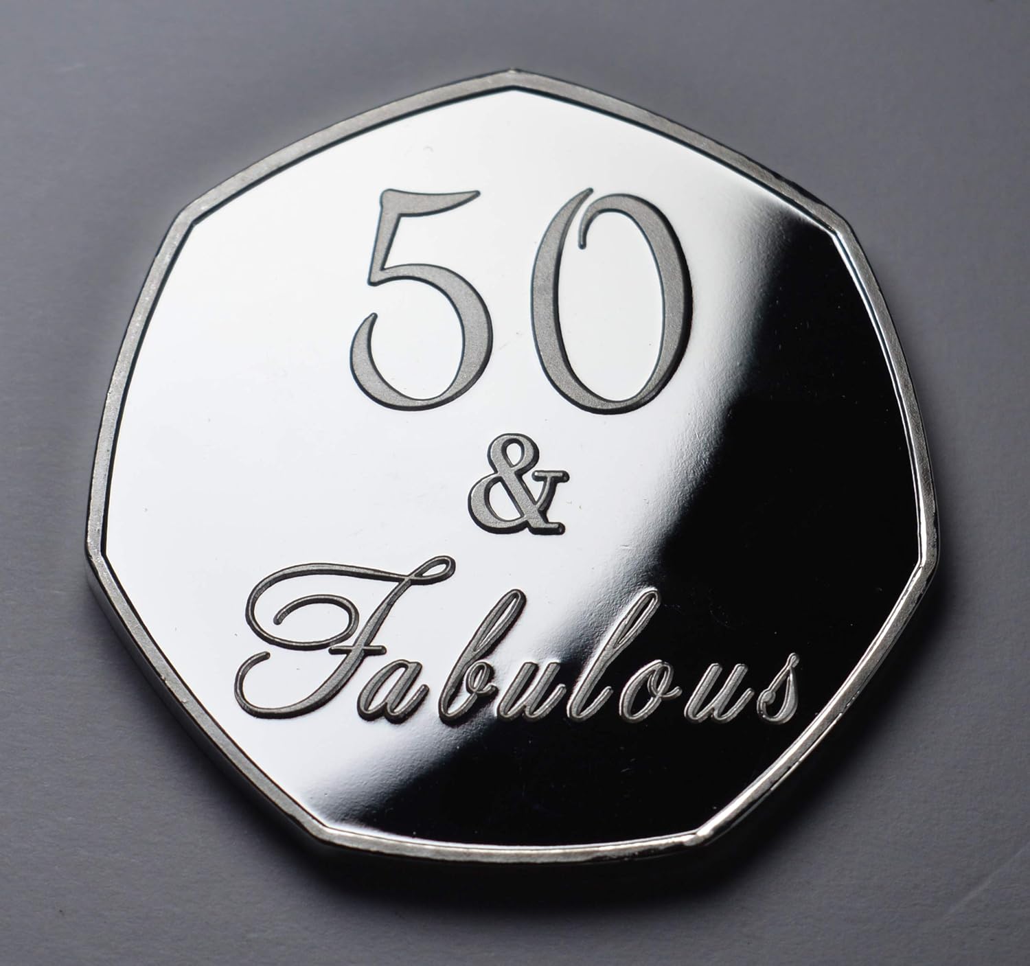The Commemorative Coin Company 50th Birthday .999 Silver Commemorative '50 & Fabulous' with Epoxy Coating and Glitter/Sparkles. Unique Gift/Present 50 Fifty Years. Champagne/Prosecco - Image 3