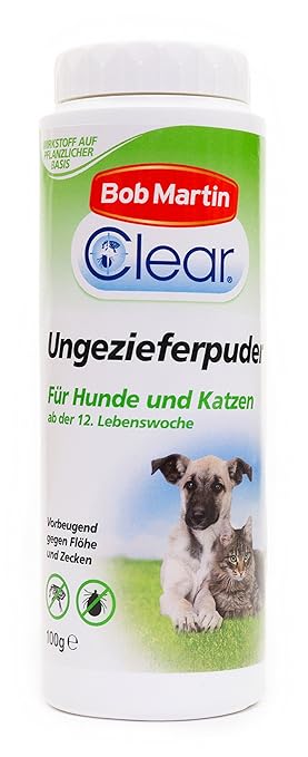 Bob Martin G2129 Clear Floh Puder für Hunde Plus Katzen