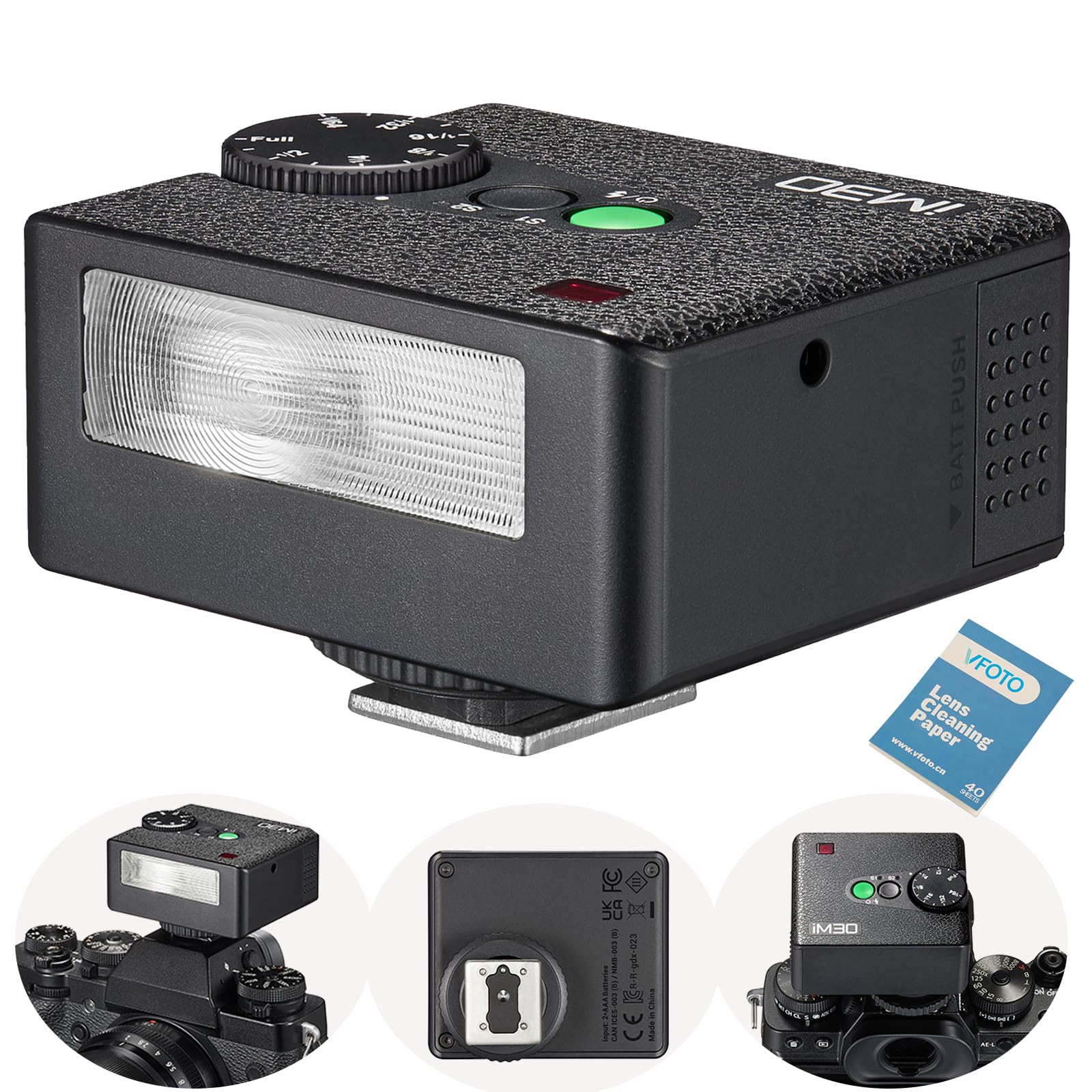 GODOX iM30 Mini Camera Flash Speedlite, GN15 CCT 6500K±200K Color Temperature On-Camera Flash for Canon Sony Nikon Fuji Olympus Camera, Recycle Time 3.6s, S1/S2 Optical Control, 7 Power Levels