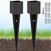 TAYORY 2 Pcs 4"x4" Fence Post Anchor Ground Spike 24"(Actual: 3.6"x3.6") Heavy Duty Metal Fence Post Anchor, Black Powder-Coated, for Fence,Deck,Bird Feeder,Railing,Mailbox
