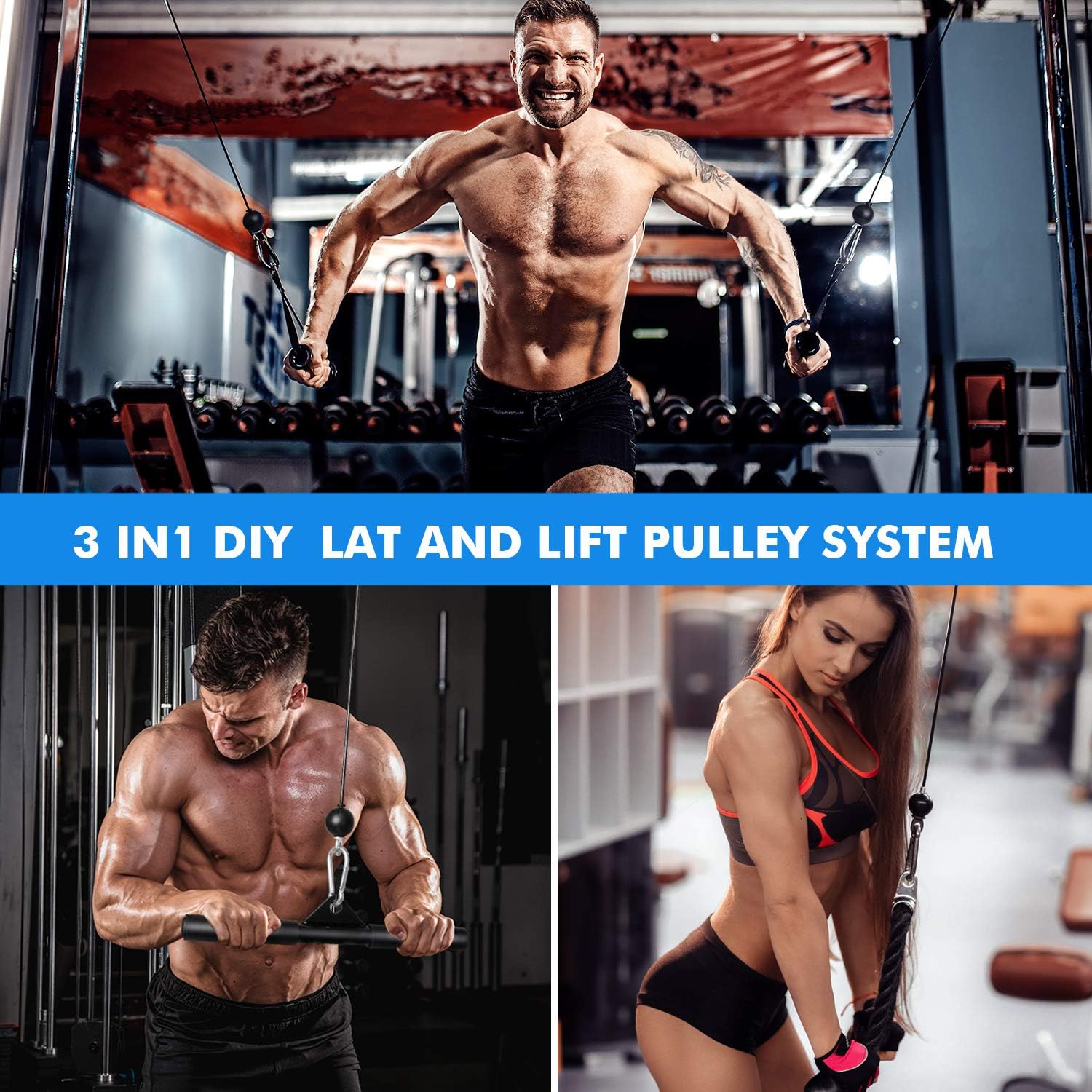 Fitness LAT and Lift Pulley System - Dual Cable Machine with Weight Plates, Loading Pin for Exercise Equipment, Biceps Curl, Back, Gym Equipment for Home : Sports & Outdoors