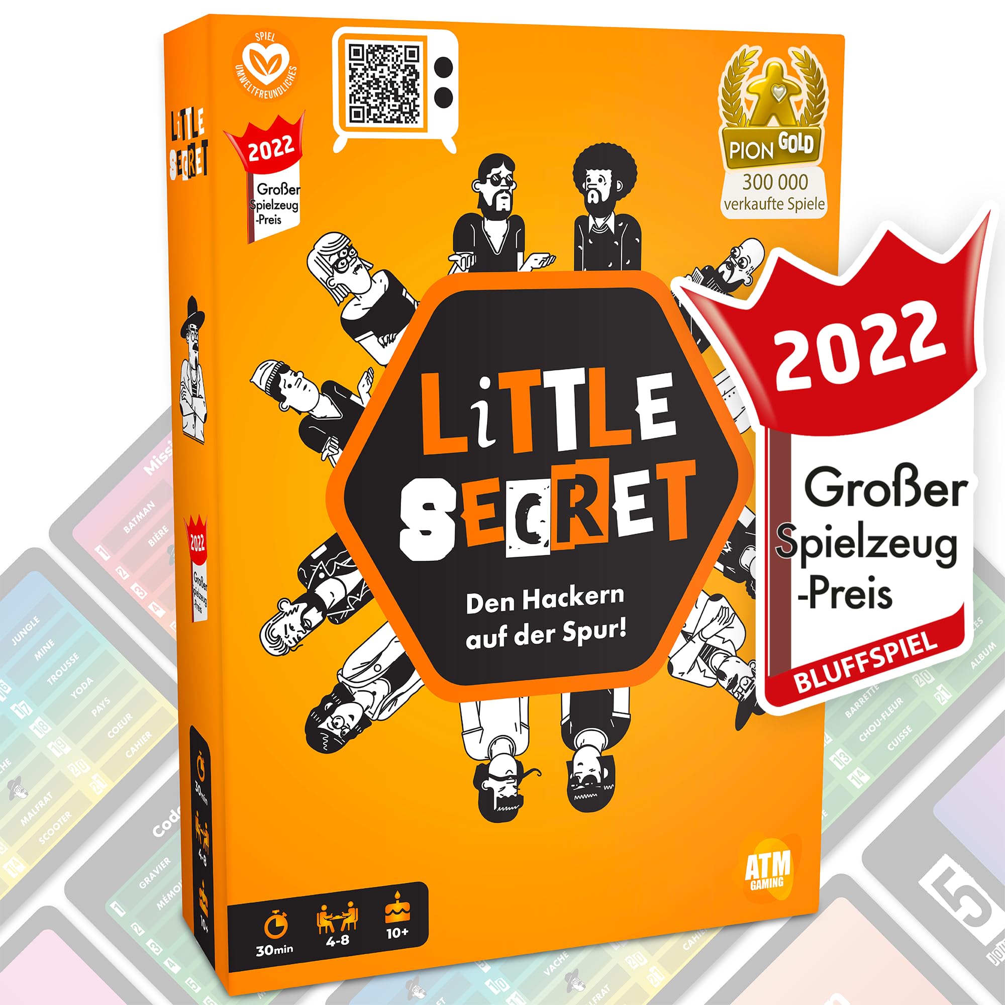 ATM Gaming Little Secret - Der Hackern auf der Spur! Bluff, Creativity, Word Associations and Suspicions! Board Game for Adults and the Whole Family, Card Game, Family Game, Board Game