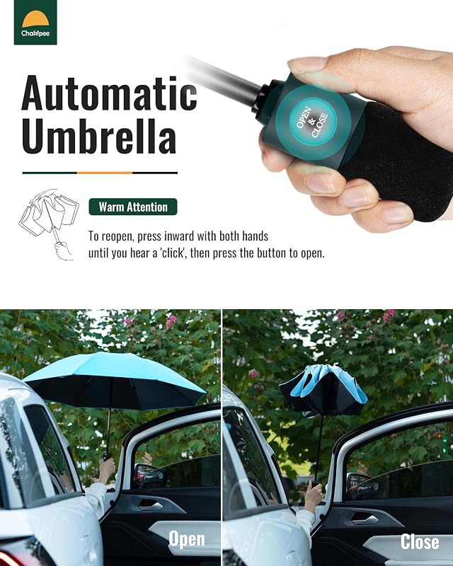 Parapluie Pliant inversé Compact Anti UV- Parapluie Femme Automatique Resistant Vent, Parapluies de Voyage Portables, Revêtement en polyester 210T, Portée 106 cm, 8 Sections — photo 5 sur 8
