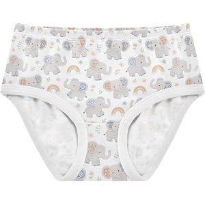 OTVEE Cute Pastel Elephant Butterfly Pattern Girls Briefs Breathable Todd | 95% cotton 5% spandex, soft elastic waistband, ta