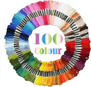 Adkwse Stickgarn,Embroidery Floss Weicher Baumwolle perfekt für Freundschaftsbänder, Stickerei, Kreuzstich (100)