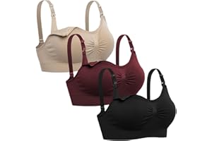 Lataly Womens Seamless Nursing Bra Sleeping Maternity Bralette for Breastfeeding Pack of 3