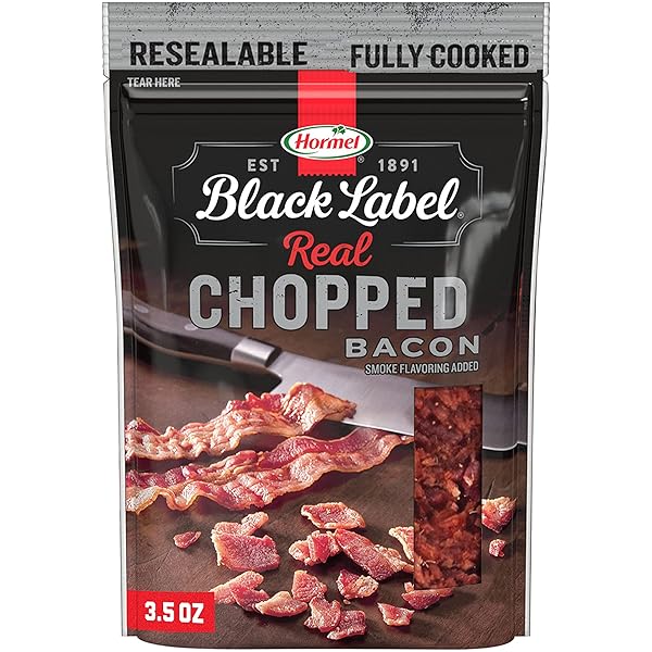 HORMEL BLACK LABEL SNACKS POUCH – CHOPPED BACON, FULLY COOKED BACON, SNACK BAGS, 3.5 OZ POUCH