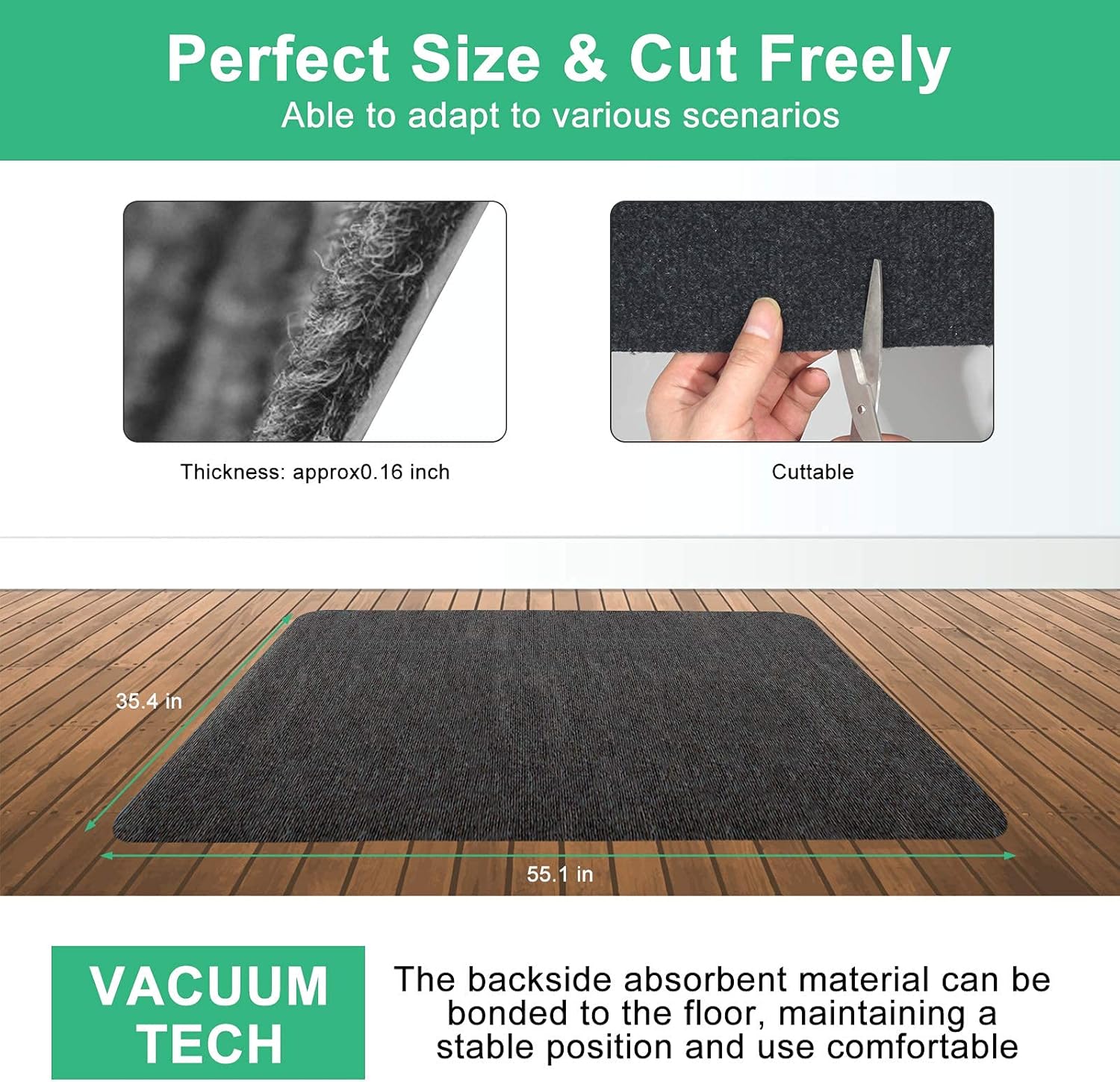 Office Chair Mat for Hardwood Floor, 55"x35"Chair Mat Protector Mat, 0.16" Thick Anti-Slip Computer Desk Mat for Home and Office Chair, Rolling Chair, Multi-Purpose Chair Carpet (Dark Gray): Kitchen & Dining