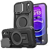 ENCASED for iPhone 17 Pro Case with Camera Lens Protector (MagSafe Compatible) Heavy-Duty Case with Metal Hinged Stand (Explorer Series) Black