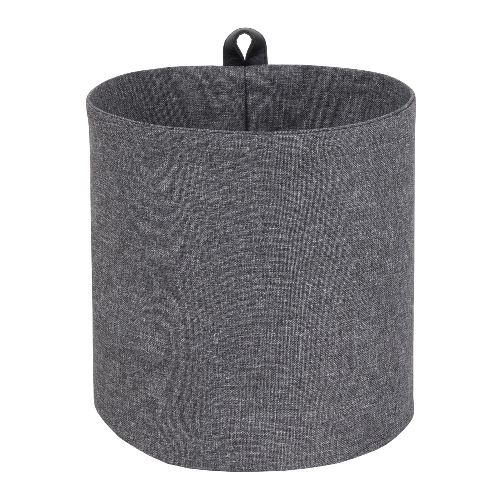 Bigso Box of Sweden Hanging Basket Storage - Large Round Wall Storage Box with Loop and Linen Look - Hanging Storage Solution Made of Polyester and Cardboard - Grey