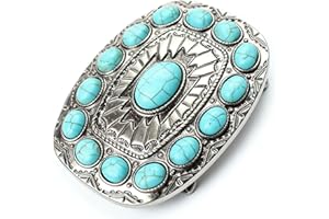 Women Men Turquoise Belt Buckle Western Buckles for Cowboy Cowgirl Belt