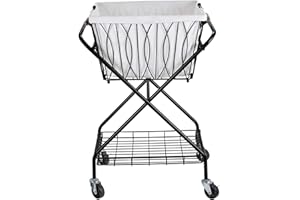 Artesa Verona Collapsible Laundry Cart with Basket, Black Large